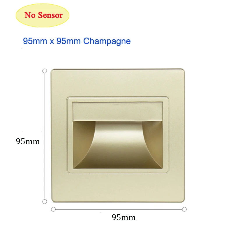 Night Foyer Intelligent Lamp PIR Motion Detector Sensor COB LED Stair Light Recessed Step Ladder Kitchen Foyer Wall Footlight