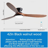 52inch Low Floor Ceiling Fan Light Remote Control Led Llights Indoor Restaurant Solid wood fan leaves With Fan Chandelier