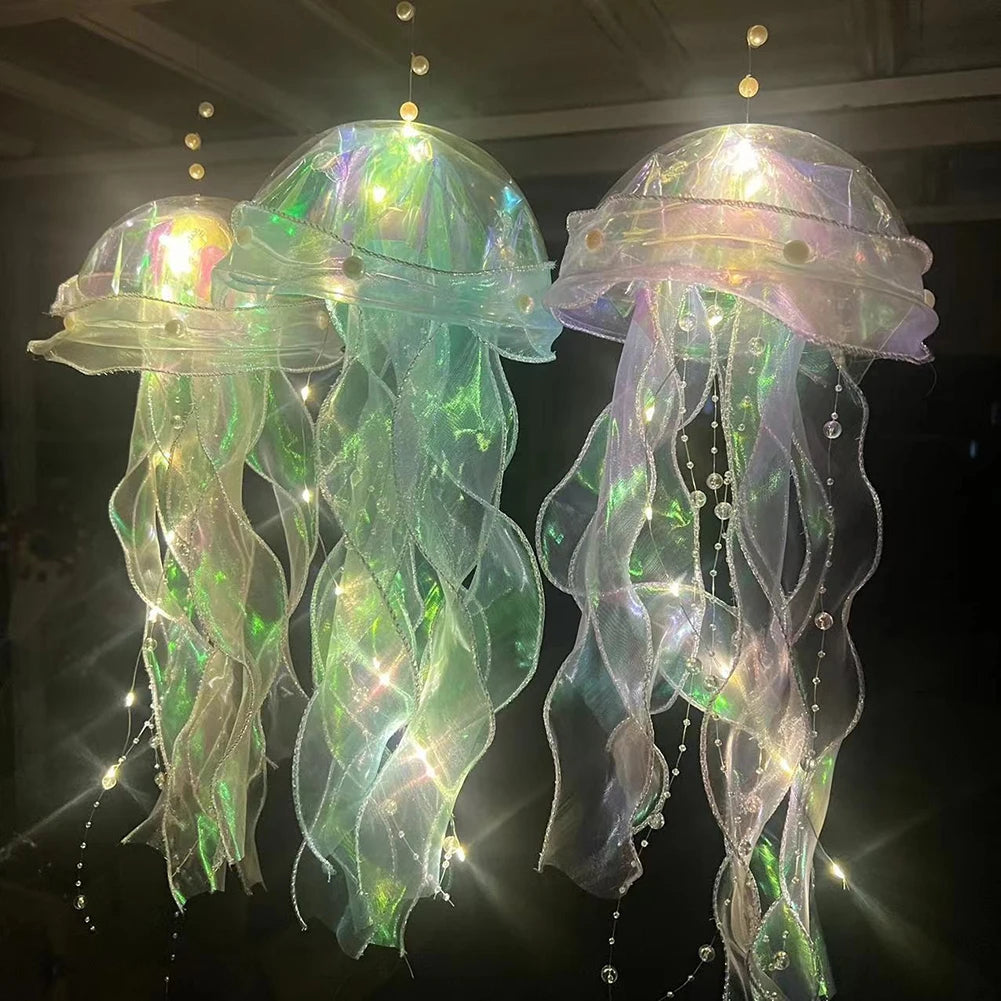 5PCS Jellyfish Hanging Night Light Lamp - Battery-Operated Bedroom Atmosphere Decor