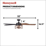 Carnegie 52&quot; Matte Black and Copper Ceiling Fan with Lights and Remote Control Ceiling Fan Room Decor Ceiling Fan with Led Light