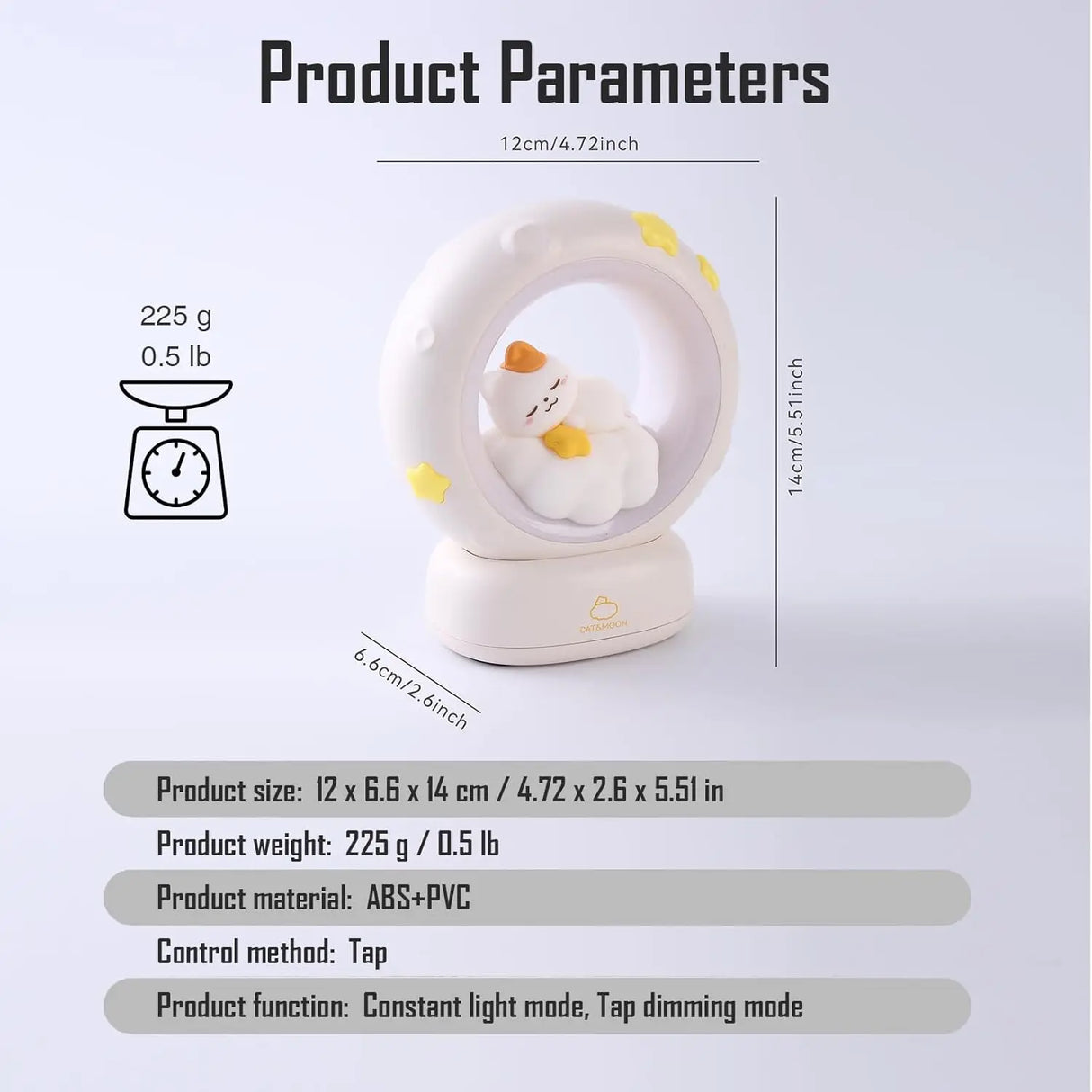 LED Moon Night Light Cute Animal Cartoon Rabbit Lamps USB Rechargeable Warm Bedroom Decoration Sleeping Lights