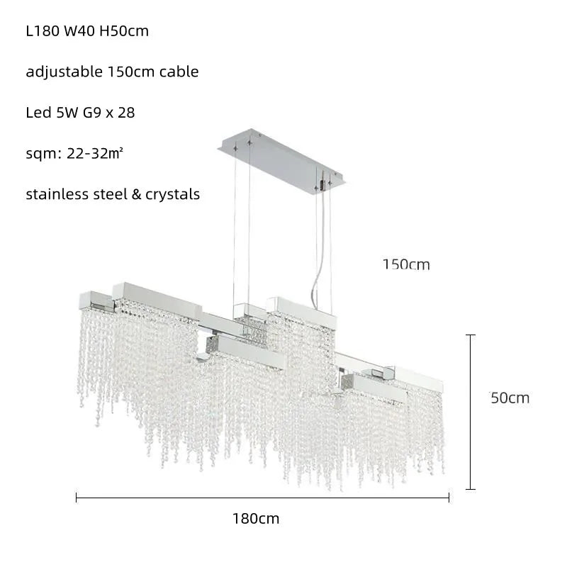Postmodern Luxury K9 Crystal Chandelier Led G9 Chrome Steel Chandelier Dining Room Living Room Home Hanging Lighting Fixtures