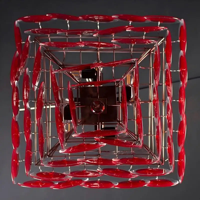 2026 New Model Italian Murano Red Glass Disc Chandelier Modern Luxury Pendant Light for Living Room Dining Room Foyer