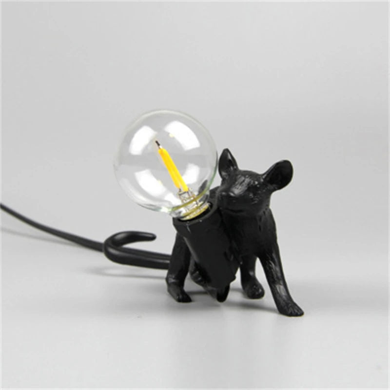 Modern Resin Animal Table Lamp - Mouse, Cat & Squirrel LED Night Light