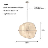 Japanese Wabi-Sabi White Silk Sailboat Pendant Light - E27 Textile Ceiling Chandelier Lamp Fixture for Living Room, Dining Room & Bedroom Decor