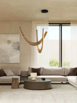 Modern U-shaped Wooden LED Pendant Lights Indoor Hanging Lamp Living Sitting Room Lobby Kitchen Island Dining Living Room Office
