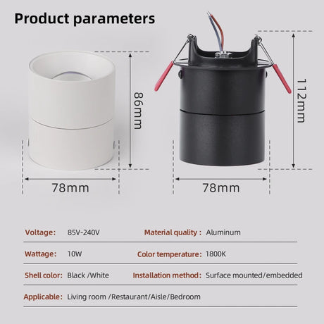 Led downlight AC 110V-220V COB Sunset Spotlight Surface recessed Ceiling Lamp for Home Decors Living Room Hallway