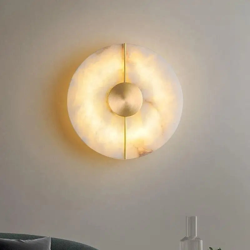 Nordic Modern Creative Marble Wall Lamp for Living Room Gold Copper Home Indoor Decoration LED Sconce Bedroom Bedside Round