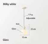 Modern Color Round Ball Long-Line Bedroom Single-Head Pendant Lamp With Glass And Injection-Molded Cover For Dining Room E27
