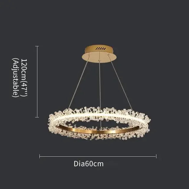 French Light Luxury Lamps Modern Minimalist Living Room Diningroom Bedroom Lighting Internet Celebrity Ring  Crystal Pendant