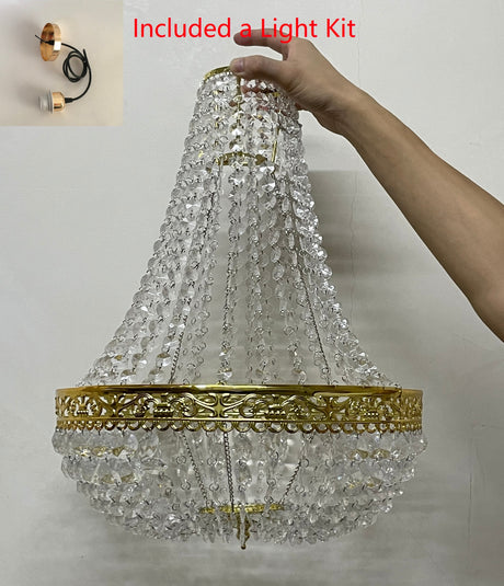 Premium Vintage Crystal Chandelier Ceiling Light Shade Drop Light Easy Fitting Charlotte Pendant Lampshade Without cord kit