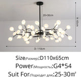 Modern Firefly Black Gold LED Chandelier for Living Room Lustre Bedroom Home Decor Indoor Light Minimalist Ceiling Pendant Lamp