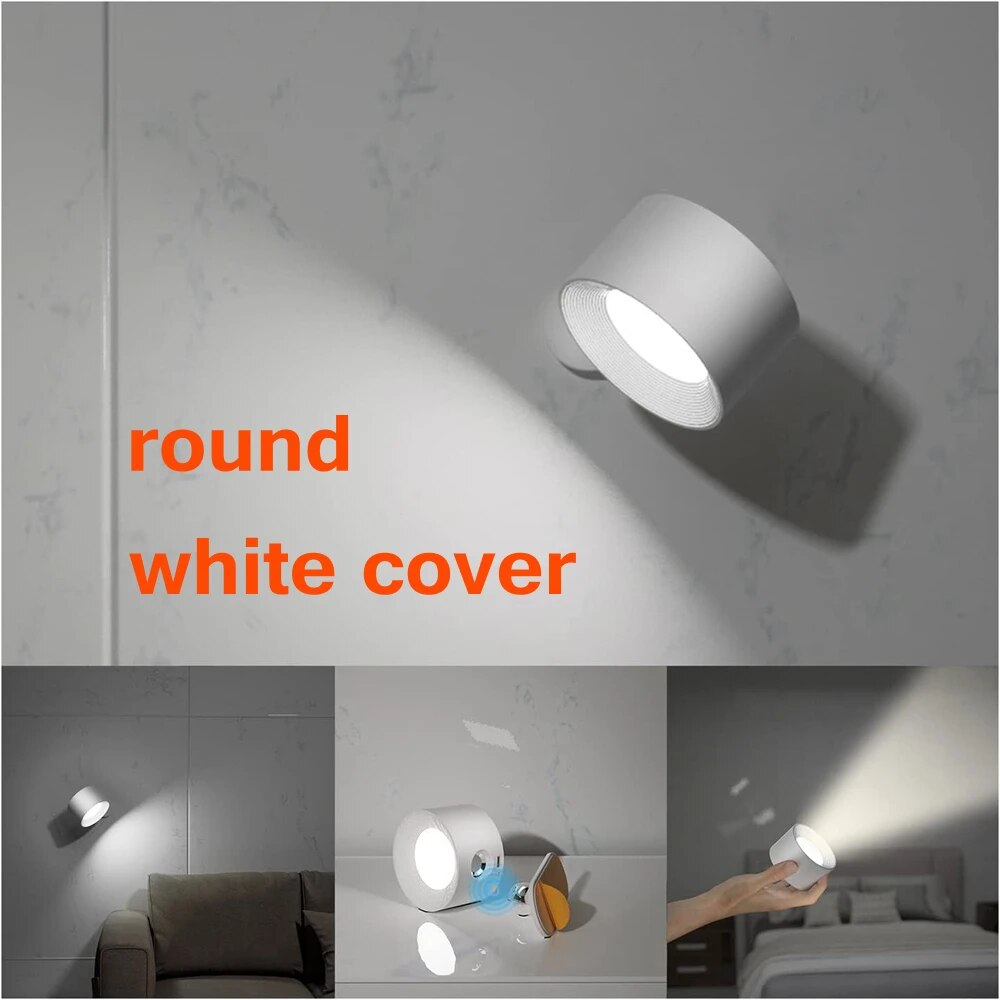 LED Wall Light 360 Rotate Rechargeable Wall Mounted Sconce Lamps Modern Nordic Luminaire Indoor Decor Cordless Wall Light
