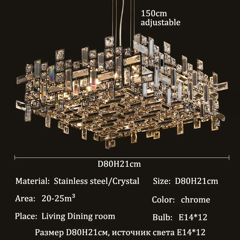 Luxury Chrome LED Crystal Chandelier - Modern Ceiling Pendant Light Fixture