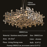 Luxury Chrome LED Crystal Chandelier - Modern Ceiling Pendant Light Fixture