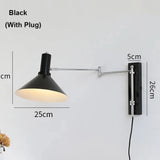 Extendable Foldable Bauhaus Bedside Lamp - Adjustable Swing Arm Plug-In LED Wall Light