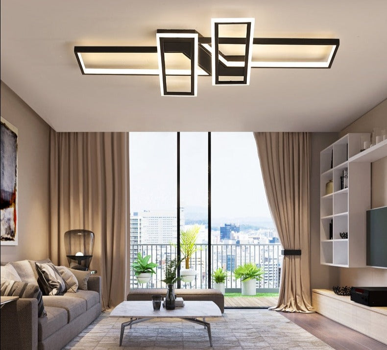 Modern LED Chandeliers Lighting Fixtures for Living Room Bedroom Kitchen Home With Remote Control Black Lustre Ceiling Lamp