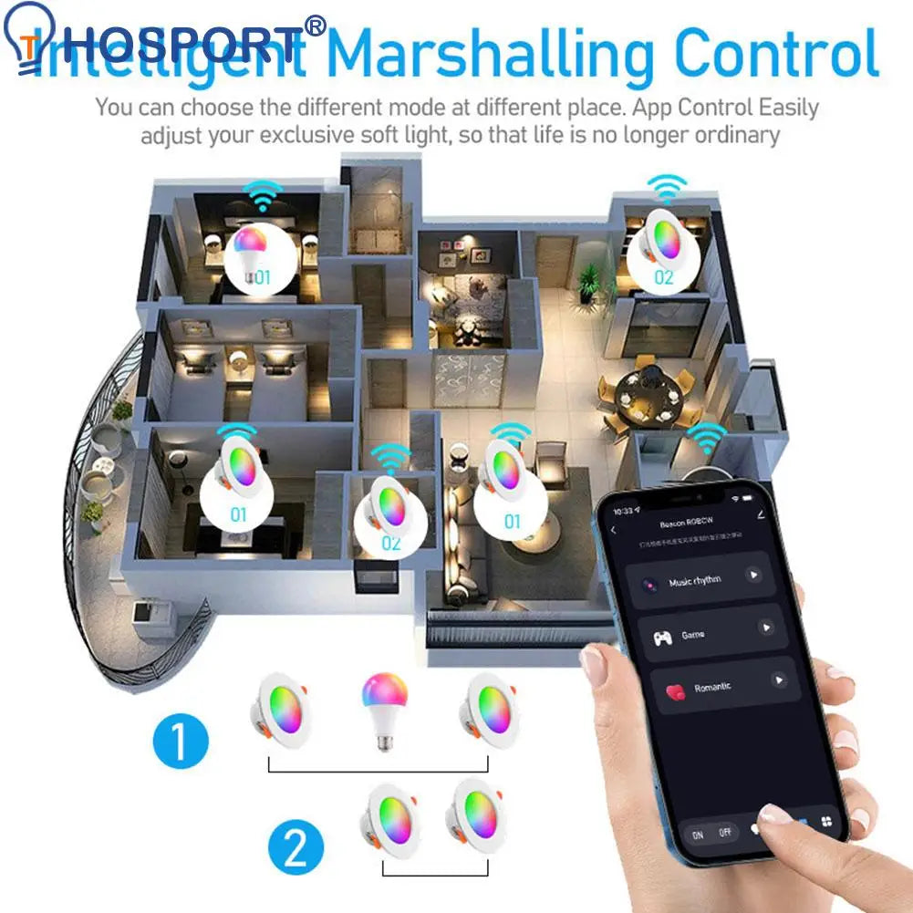 LED Downlight Tuya Smart Wifi Ceiling Light Dimmable RGB+CW+WW Spotlight Lamp  85-265V Voice Control with Alexa Google Home