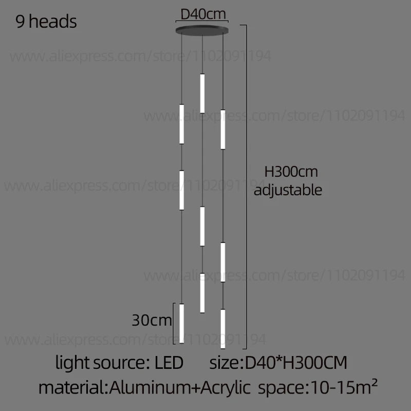 Long Chandelier Staircase Lamp Designer Modern Living Room Chandelier Nordic Indoor Villa Hall Long Line Penthouse Pendant Lamp