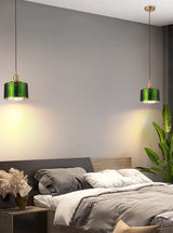 Modern LOFT E27 pure copper lamp holder chandelier simple green glass lamp kitchen living room bedroom bar indoor chandelier