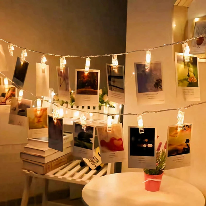 LED Photo Clip String Lights (10–40 LEDs) - Fairy Lights for Picture & Card Hanging