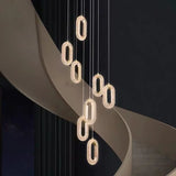 Modern Rings LED Chandeliers For Staircase Luxury Long Hanging pendant Lamps Gold Creative Indoor Attic Lighting Lustre Fixtures