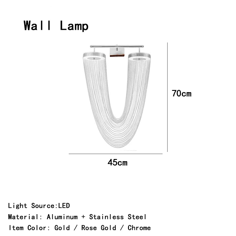 Modern Hanging Lamp Gold/Rose Gold/Chrome Metal Tassel Ceiling Chandeliers Stair Pendant Lighting Fixtures Dining Room Lustre