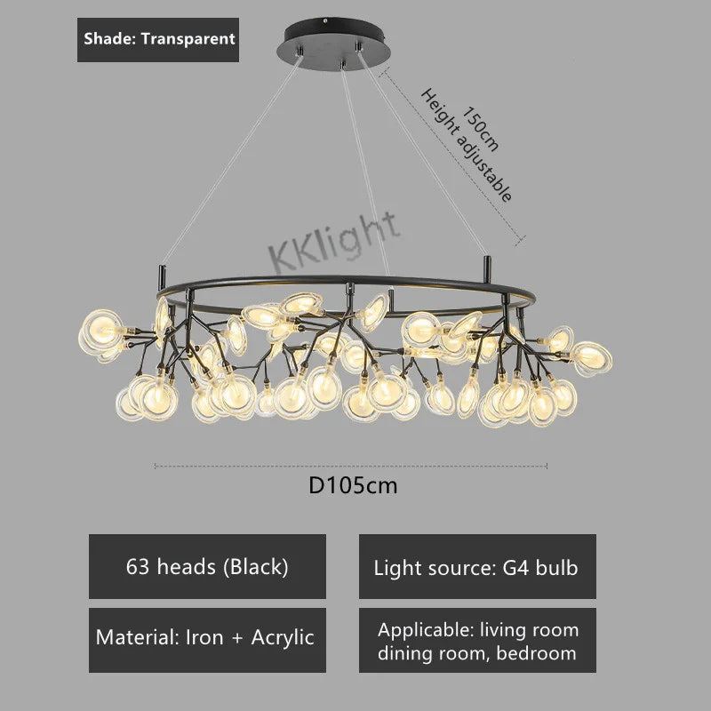 New Nordic Modern Firefly Chandelier Light Living Room Led Lamp Round Pendant Lamp Decor Ceiling Chandelies Hanging Lighting