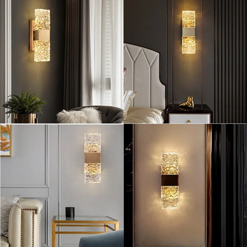 Corrugated Crystal Wall Lamps Modern LED Lighting Indoor Wall Sconces Living Room TV Background Bedroom Aisle Home Decor Lustre