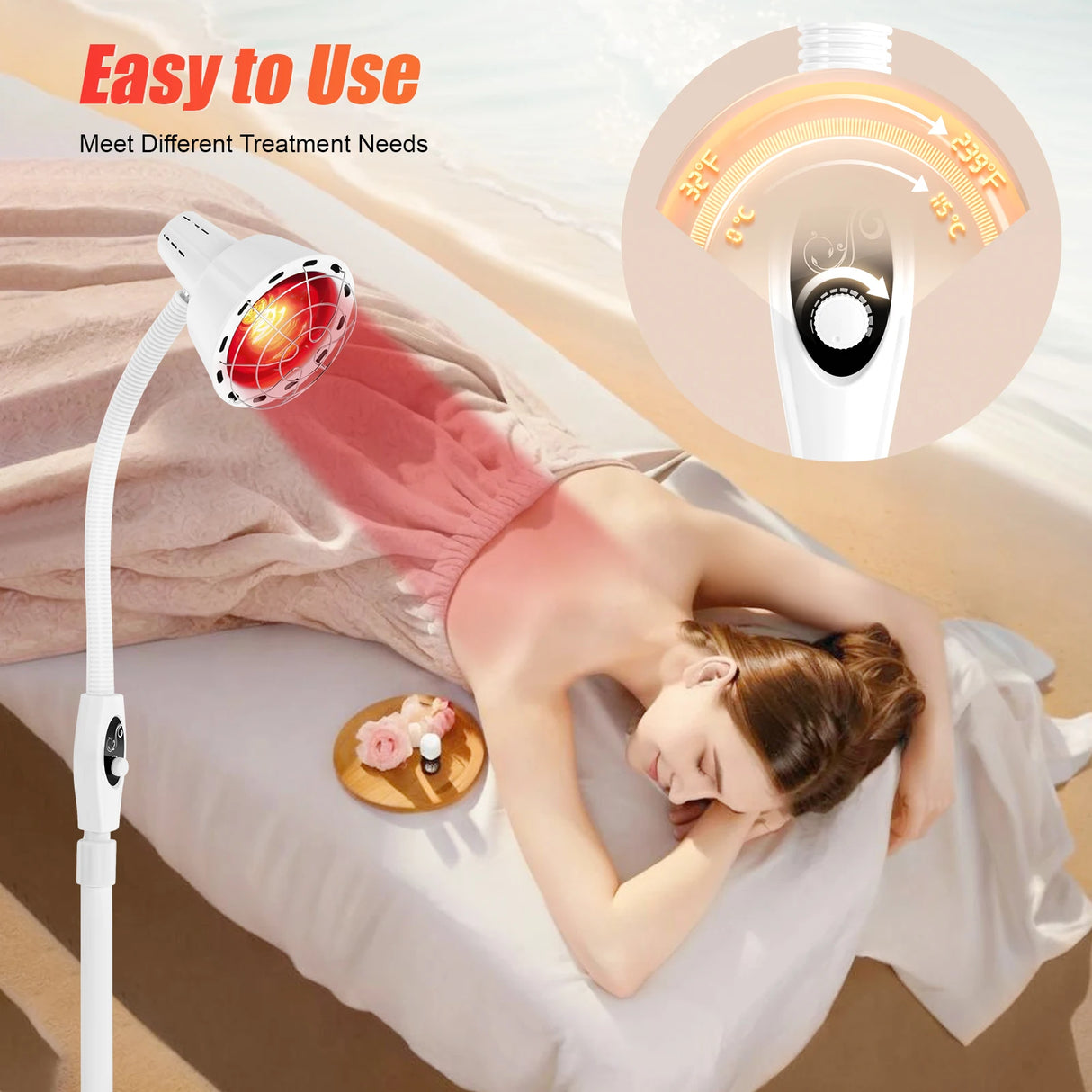 275W Infrared Heat Lamp for Pain Relief - 360° Rotatable Therapeutic Light