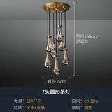 Modern Raindrop Pendant Light Lamp Luxury Round Brass High Ceiling Glass Lampshape Chandelier For Living Room Dining Room Stairs