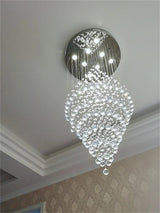 Modern Luxury LED Crystal Chandelier Lamp Stair Lights Droplight Double Entry Long Circular Crystal Lighting  Lobby Chandelier