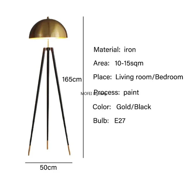 Nordic Postmodern Luxury Retro Art Exhibition Hall Bedroom Living Room Creative Tripod Mushroom Bedside Table Lights Floor Lamp