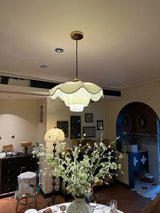 Nordic French Petal Shape Chandelier Simple Romantic Cream Style Lighting for Living Room Master Bedroom Home Decor Elegant