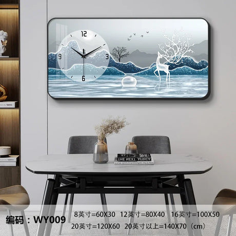 Nordic elk wall clock living room Creative fashion perpetual calendar electronic clock wall atmosphere dining room decoration