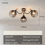 Chandeliers living room ceiling lamp kitchen solid wood E27 pendant lights dining room white/black ceiling light