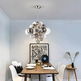 Luxury Smoke Gray Glass Bubble Ball Chandelier Living Room Nordic Bedroom Dining Hall Grape Pendant Lamp Home Lighting Fixtures