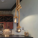 Vintage Industrial Hemp Rope Pendant Light (1m / 2m / 3m / 4m) - Single & Double Head Retro Loft Hanging Lamp Fixture for Edison Bulbs