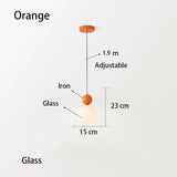 Modern Color Round Ball Long-Line Bedroom Single-Head Pendant Lamp With Glass And Injection-Molded Cover For Dining Room E27