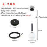 Modern LED Round Glass Ball Pendant Lights Iron E14 Pendant Lamps Hanging Light Fixture for Living Bedroom Dining Room