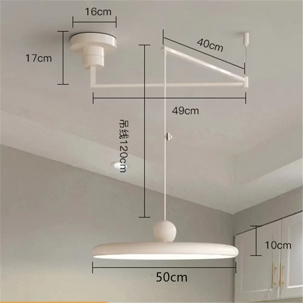 French Rocker arm Hanging Chandelier Light Fixture  Folding LED Colorful Pendant Lamp for Living Room Dining Room Bedroom