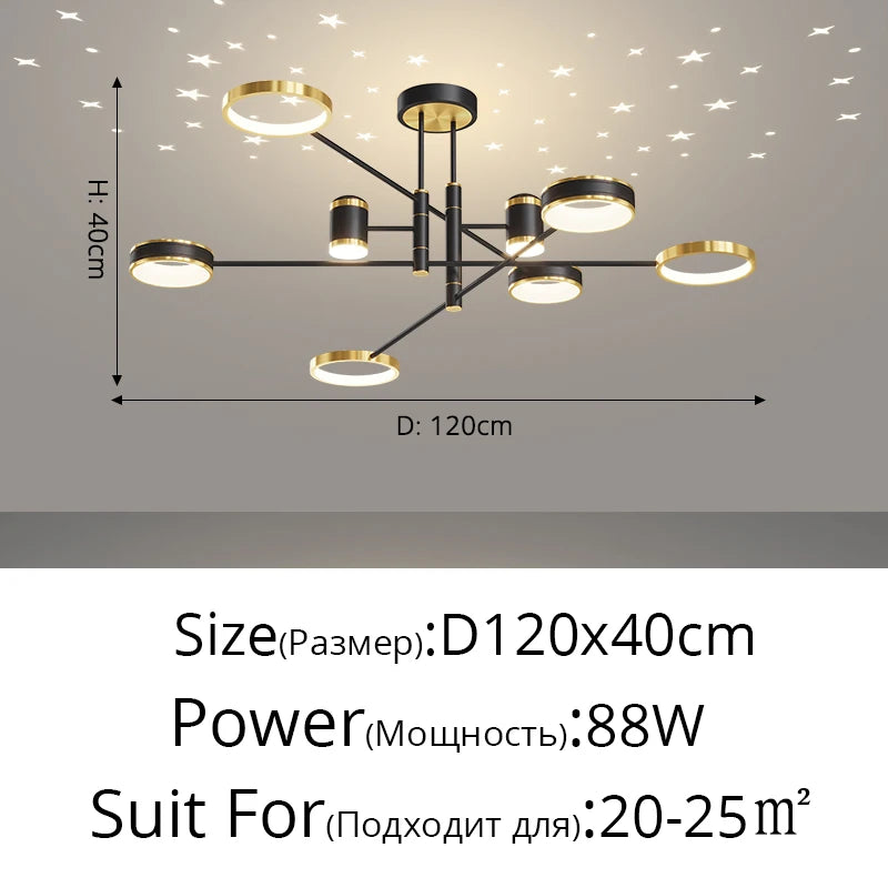 2025 Modern LED Chandelier For Living Room Bedroom Dining Room Kitchen Smart Remote Ceiling Pendant Light Indoor Decorative Lamp