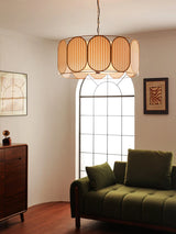 Classical Hanging Chandelier Light Fixture Chinese Cloth Pendant Lamp for Dining Room Kitchen Living Room Bedroom