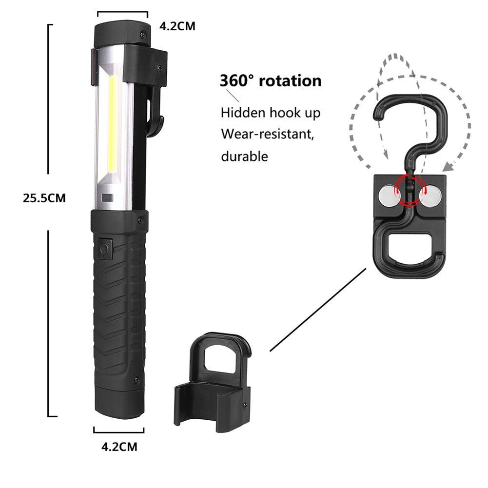 Strong Light Working Light COB Flashlight USB Recharge Lantern Outdoor Camping Light Magnet Flashlight Emergency Torch Lamp