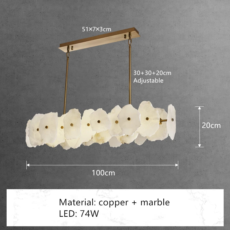 High Quality Copper LED Pendant Lights Natural Marble Dining Room Kitchen Hanging Lamp Creative Unique Art Deco Home Ceiling