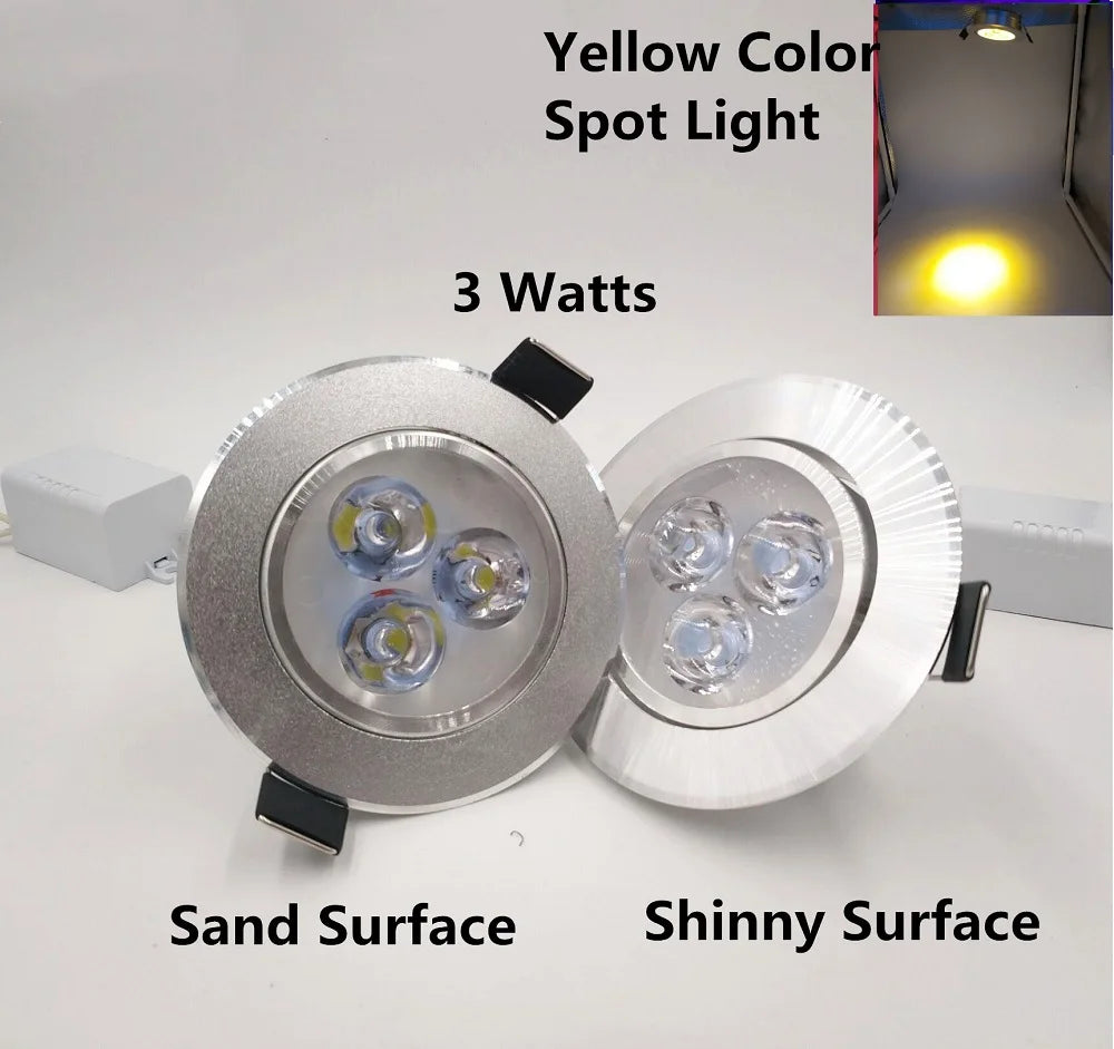 Silver White Ultra Bright LED Downlight - 3W Recessed Ceiling Spotlight