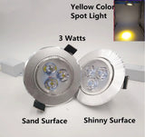 Silver White Ultra Bright LED Downlight - 3W Recessed Ceiling Spotlight