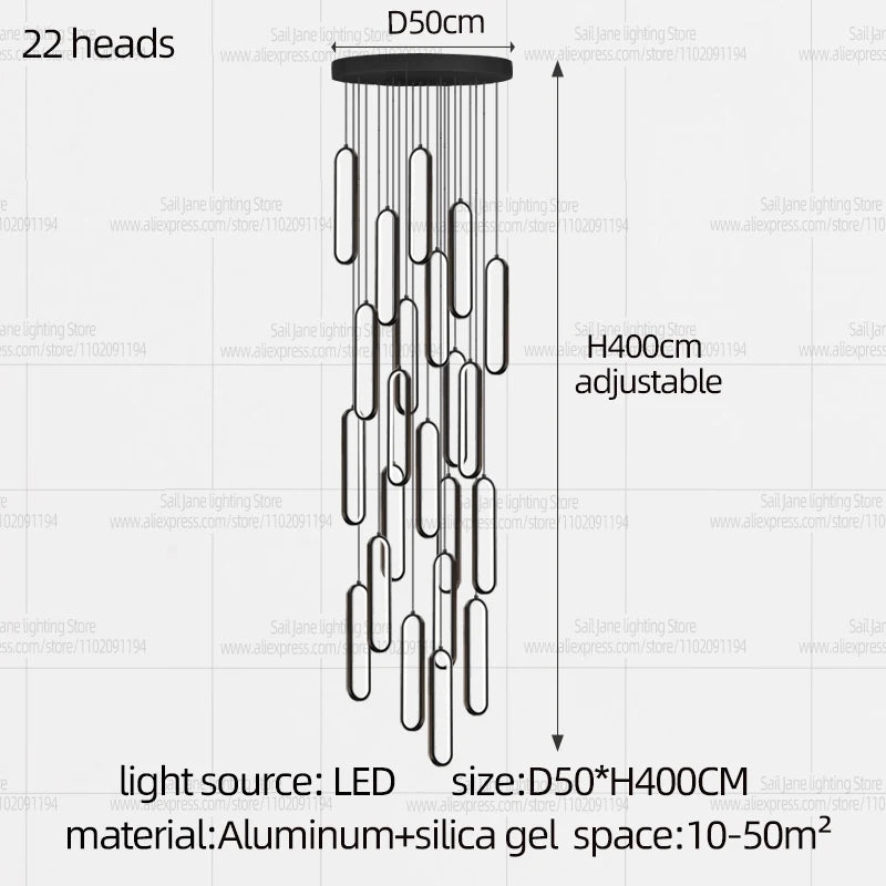 Minimalist Chandelier Nordic Hanging Modern LED Pendant Light Living Room Restaurant Villa Loft Ceiling Staircase Pendant Light