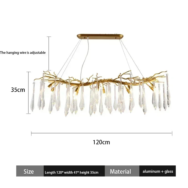 2025 Modern Gold Crystal Chandelier Living Room High Ceiling Luxury Big Lustres Aluminium Crystal Tree Branch Chandelier Lights
