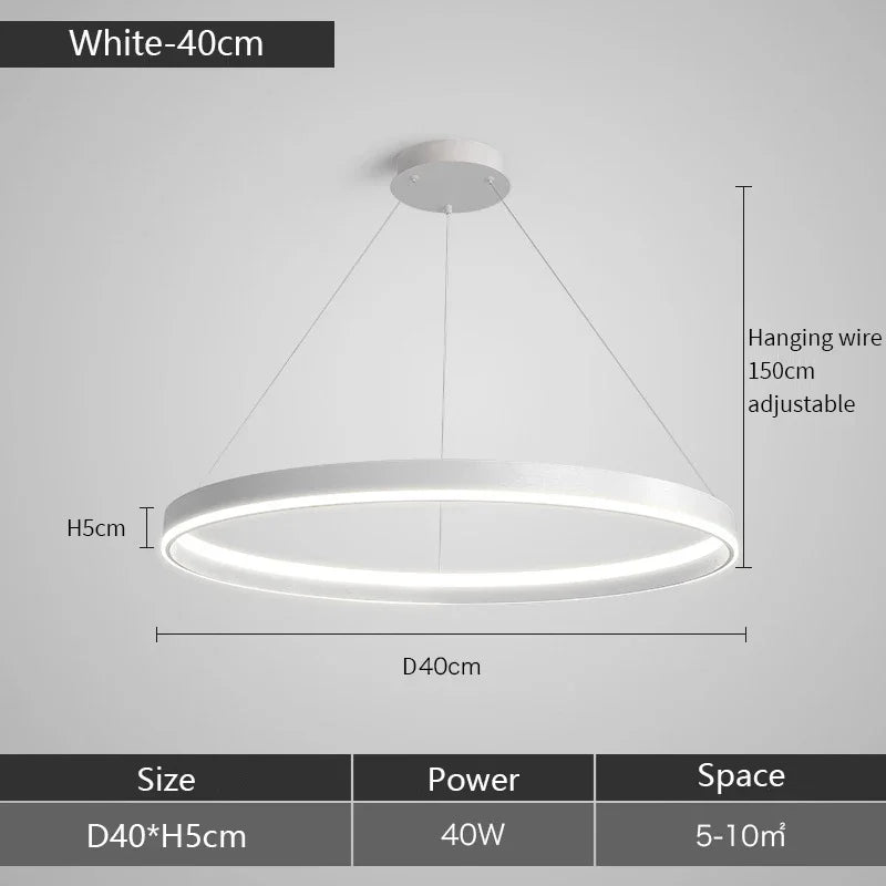 Modern Minimalism Round Ring Led Chandeliers Lighting Living Room Office Lustre Pendant Lights Home Decor Bedroom Hanging Lamps